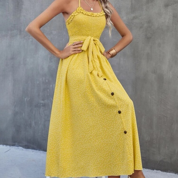 Polka dot shirred cami dress - Picture 4 of 6